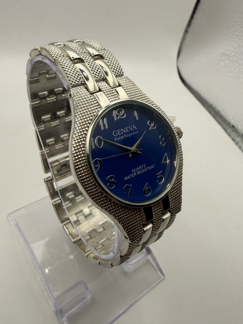 Geneva His & Hers Quartz Movement Watch Set Silver with Blue Dial (New Battery) - Picture 8 of 14